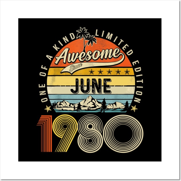 Awesome Since June 1980 Vintage 43rd Birthday Wall Art by Centorinoruben.Butterfly